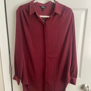 Express pleated shoulder tunic shirt